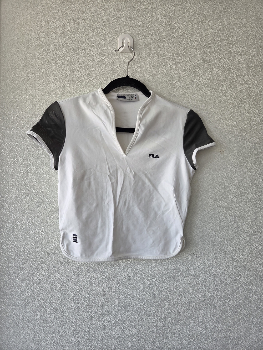 FILA White & Gray V-Neck Sport Tee